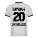 Bayer 04 Leverkusen Jalkapallo Pelipaidat 2023-24 Grimaldo #20 Vieraspaita Miesten