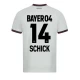 Bayer 04 Leverkusen Jalkapallo Pelipaidat 2023-24 Schick #14 Vieraspaita Miesten