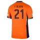 Frenkie de Jong #21 Alankomaat Jalkapallo Pelipaidat EM 2024 Kotipaita Miesten