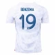 Karim Benzema #19 Ranska Jalkapallo Pelipaidat MM 2022 Vieraspaita Miesten